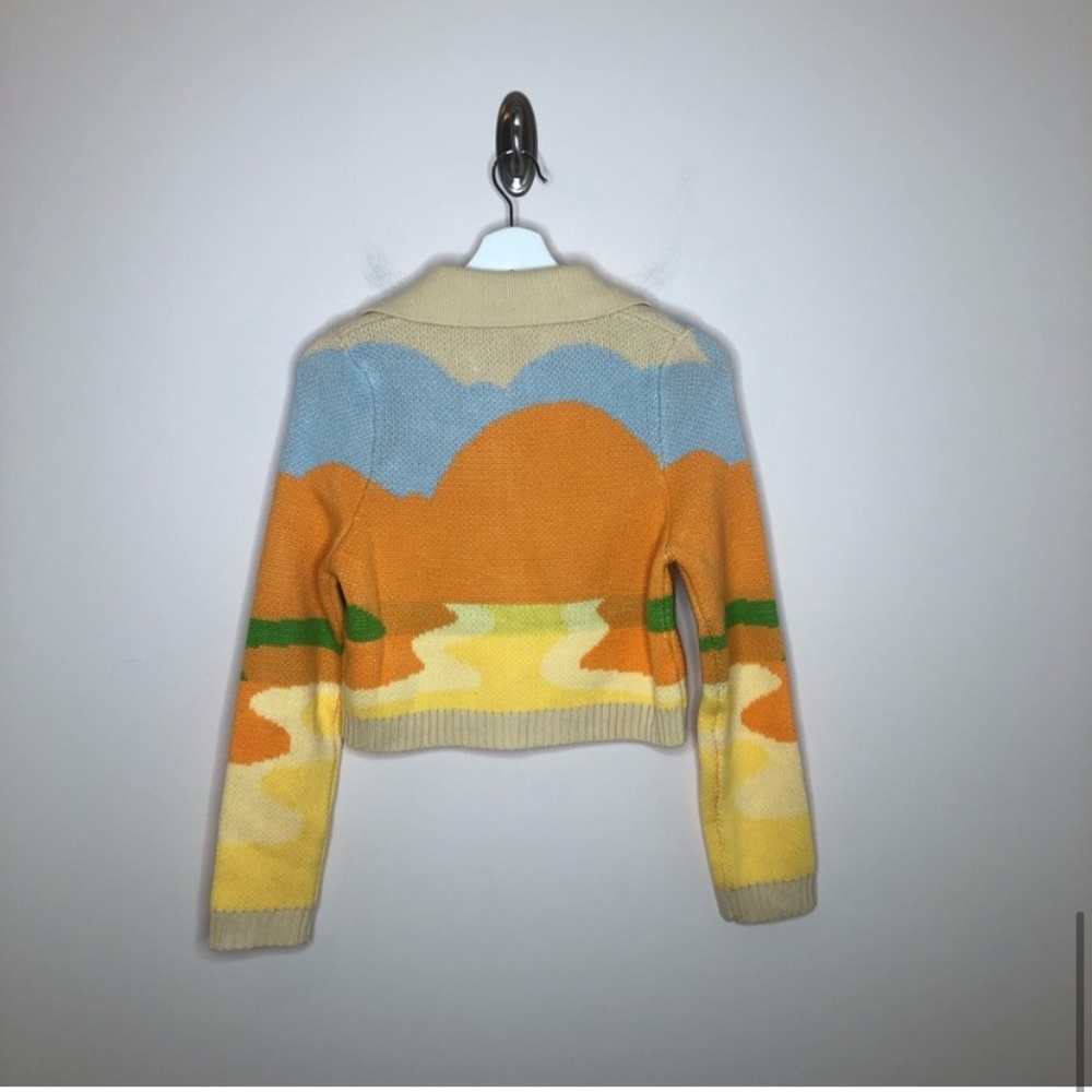 House Of Sunny Orange Day Tripper Jacquard Knit Cardigan US 4 - Picture 9 of 10
